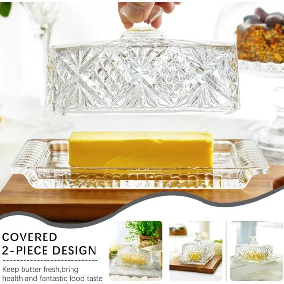 Butter Dish with Lid, Dublin Crystal Collection, 8", Clear NEW With BOX Vintage - Picture 6 of 7